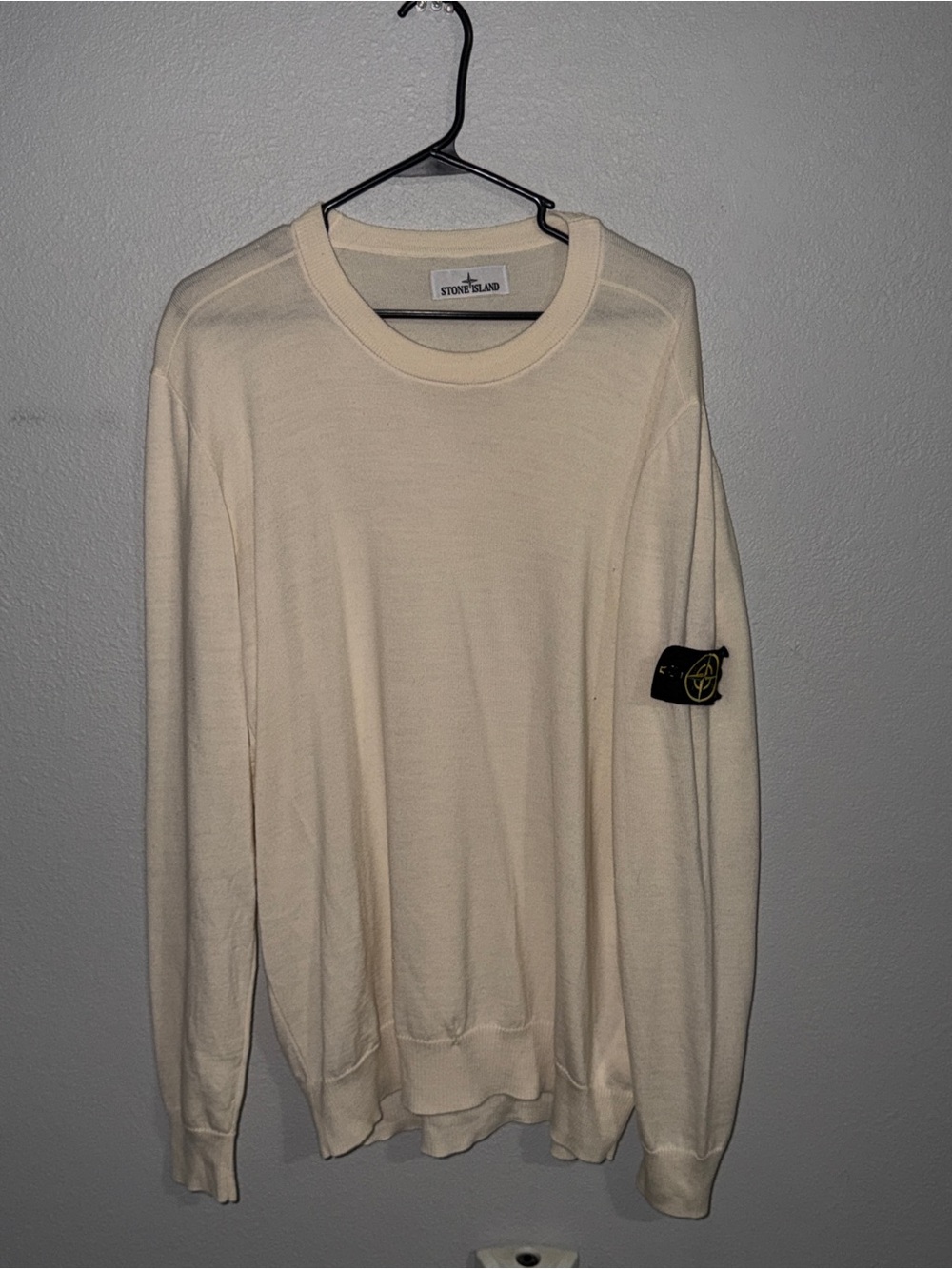 Stone Island Cream Crewneck Pullover with Badge